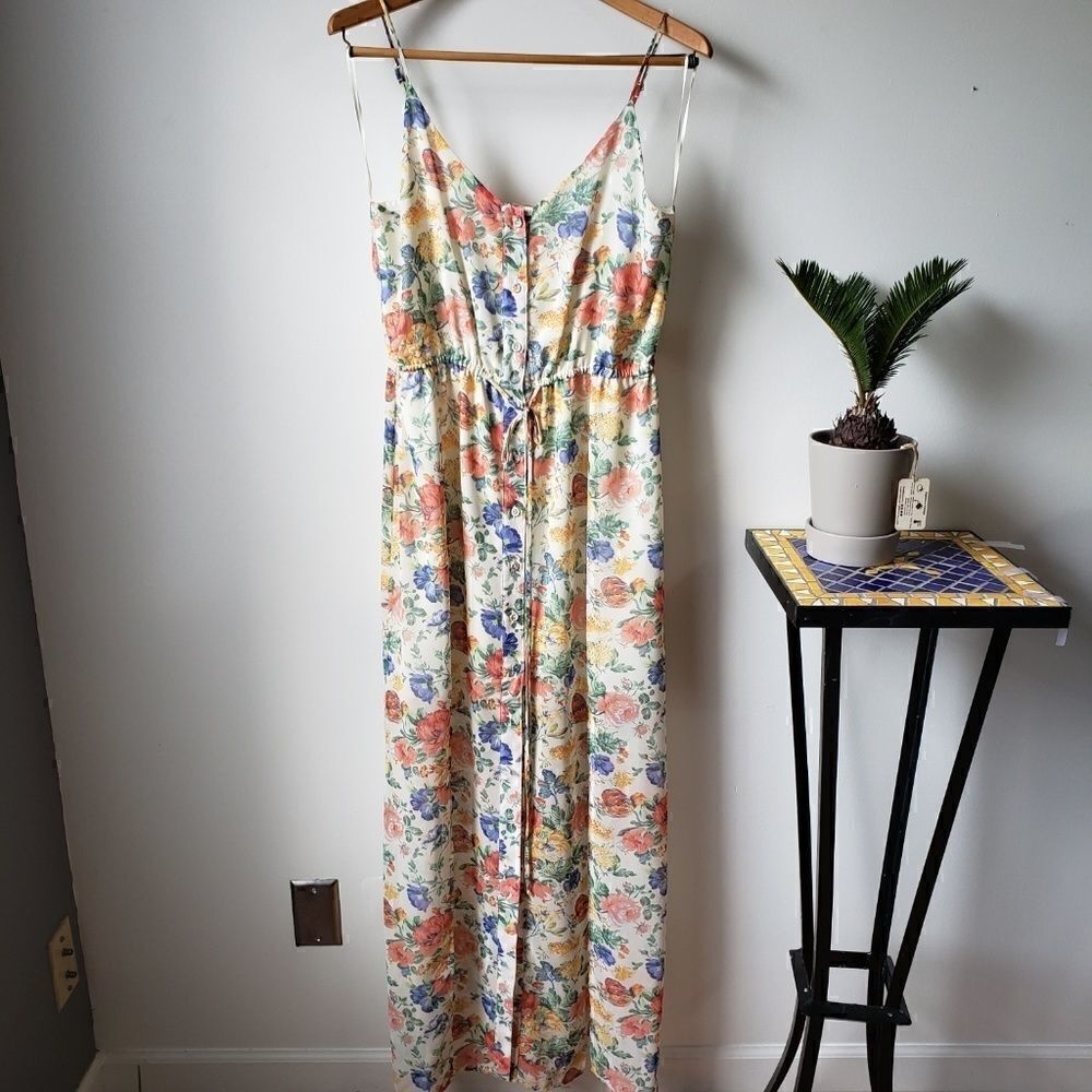 NWT WAYF FLORAL BUTTON DOWN DRESS L - Picture 2 of 8